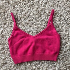 INTERMIX Hot Pink V-Neck Knit Bralette